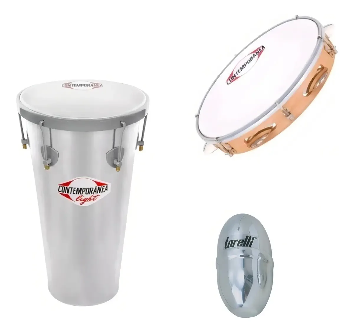 Kit Timba 10x50cm Contemporânea + Pandeiro 11'' + Ganzá Torelli