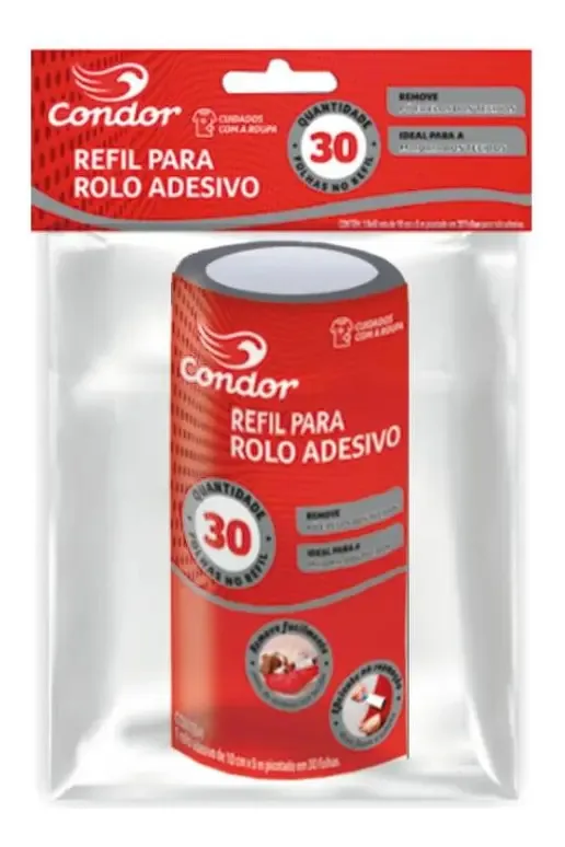 Rolo Adesivo Tira Pelos Condor 10cm X 5m 30 Folhas Refil