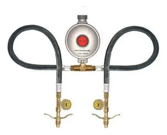 Conjunto Regulador Duplo Gás Jackwal 2xp13 7kg/h Saída 1/2