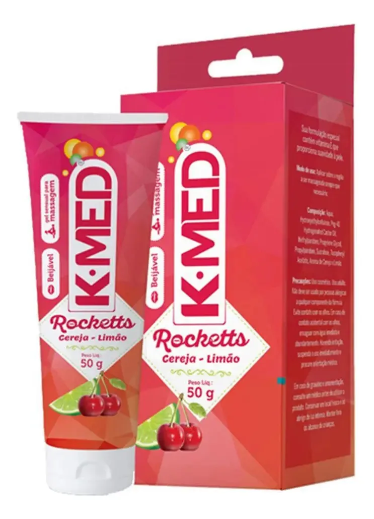 Lubrificante K-med Rockets Beijável 50g - Cereja E Limão