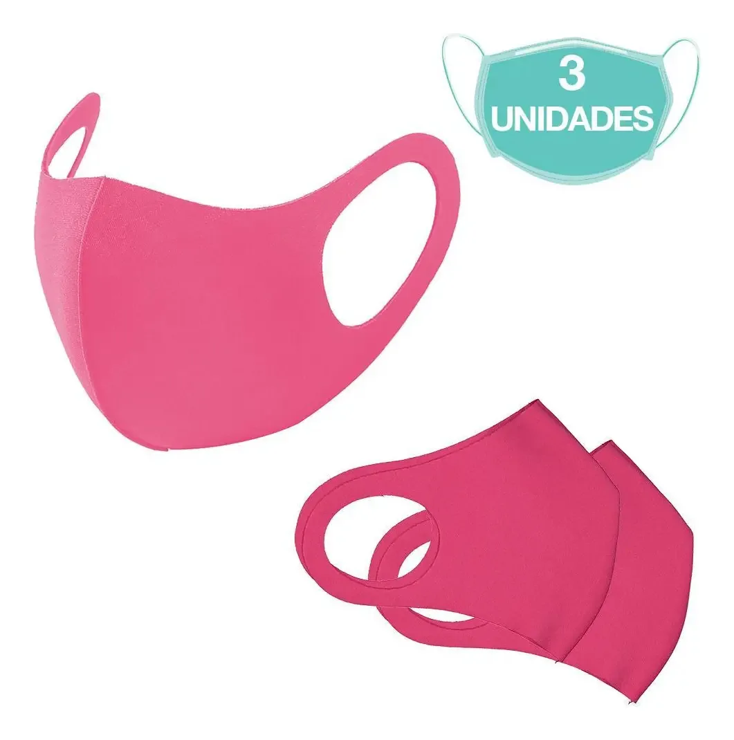 3 Máscaras Laváveis Reutilizável Rosa Cuidado Pessoal