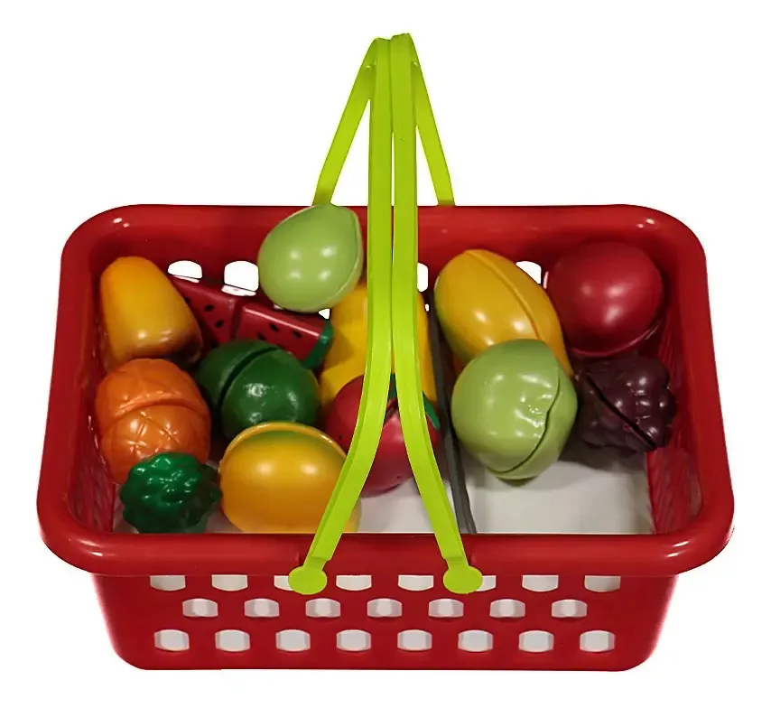 Brinquedo Cestinha Crec Crec Comidinha Feirinha De Frutas