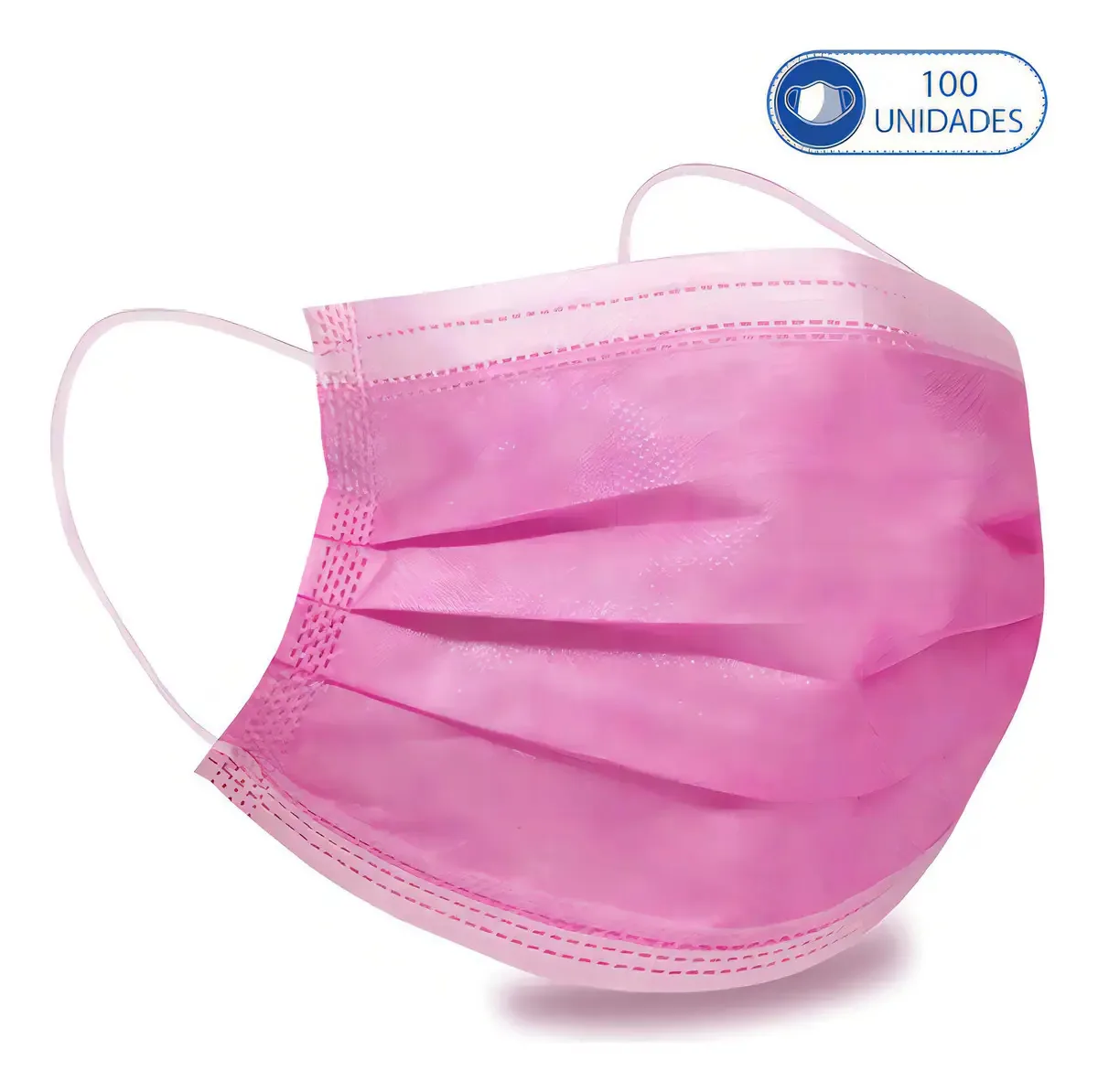 100 Máscaras Cirúrgicas Infantis Rosa Descartável Tripla Cam