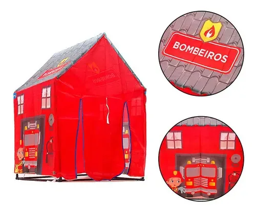 Barraca Toca De Bombeiros Vermelha Montável Bang Toys
