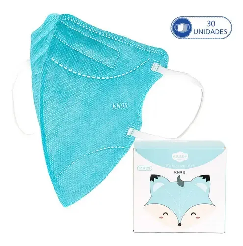 30 Máscaras Descartáveis Infantil Meninos Kn95 Aileda Azul