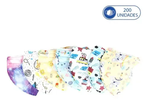 200 Máscaras Descartáveis Infantil Kn95 Aileda De Estampas
