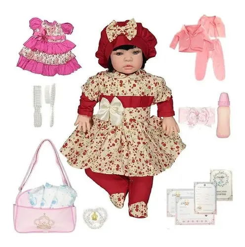 Bebê Reborn Realista Morena Vermelho Cegonha Reborn Dolls