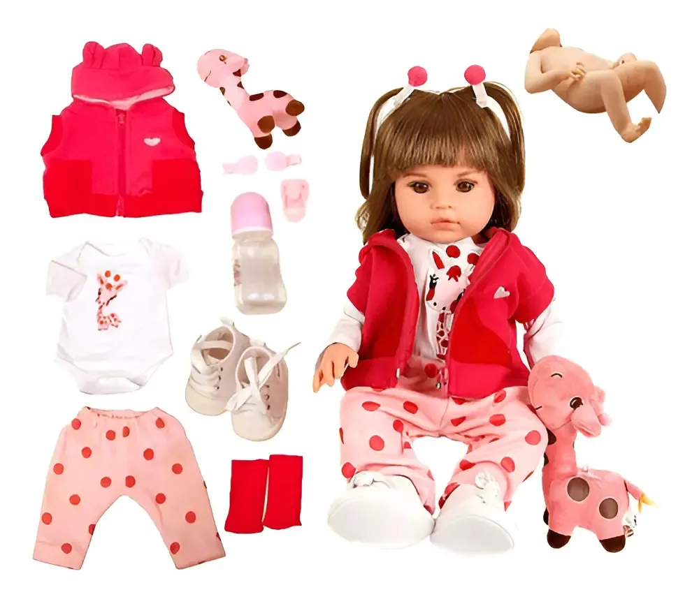 Bebê Reborn Cegonha Reborn Dolls Girafinha 48cm 100% Silicone