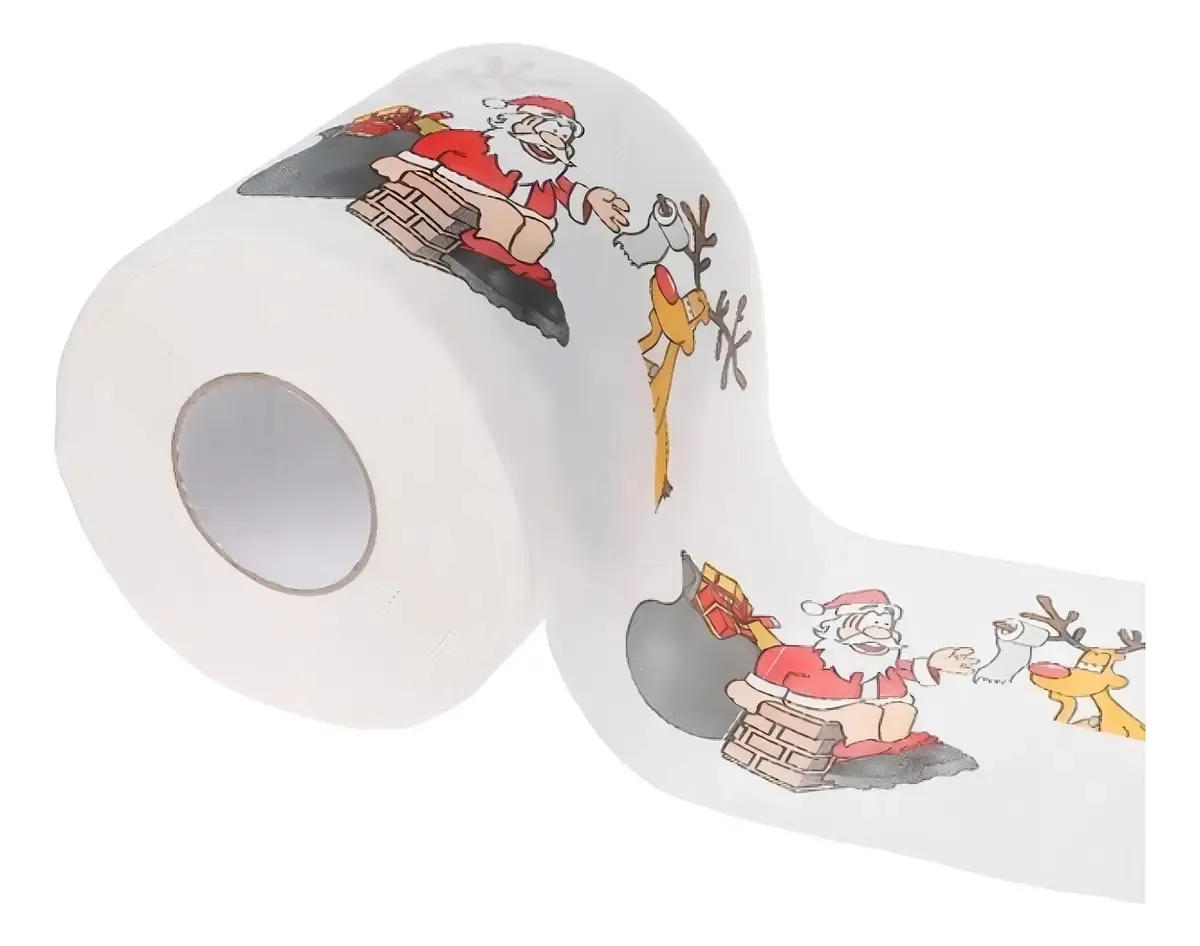 Papel Higiênico Decorativo Natalino Folha De Papai Noel