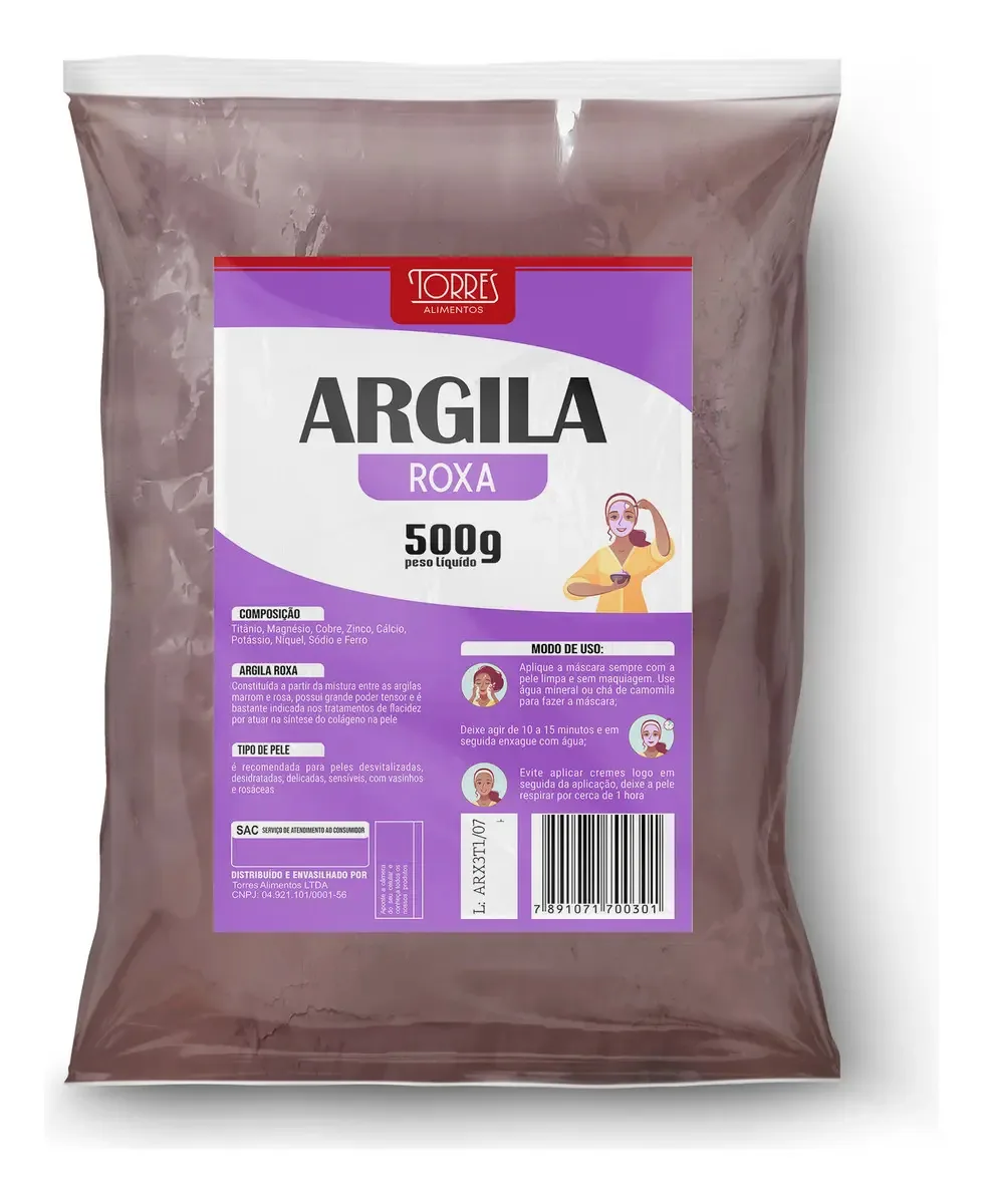 Argila Roxa (skin Care) 500g - Torres - Máscara Facial Tipo de pele Sensível