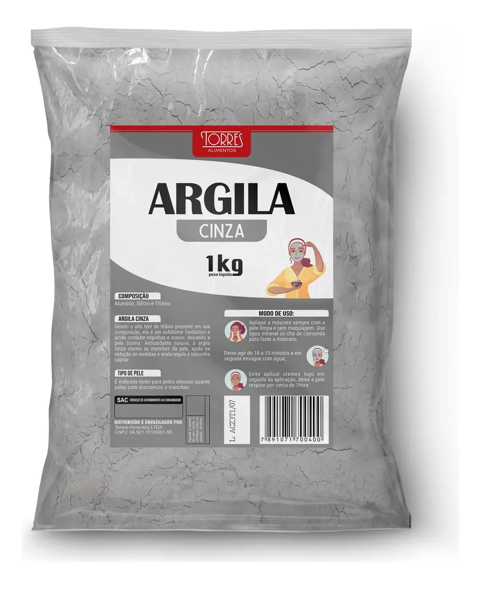 Argila Cinza (skin Care) Torres 1kg - Mascara Facial