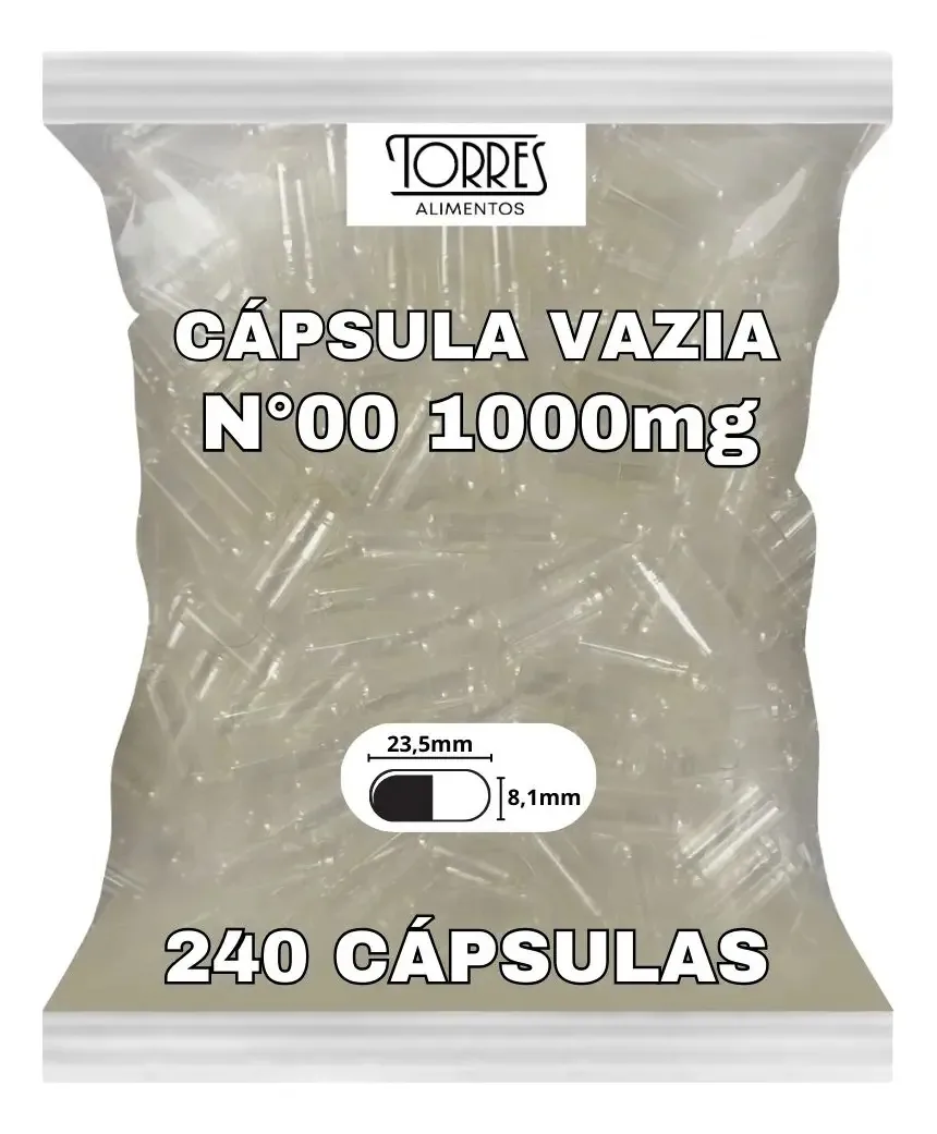 240 Cápsulas De Gelatina Transparente Vazia N° 00 (1000mg) Cor Incolor / Transparente