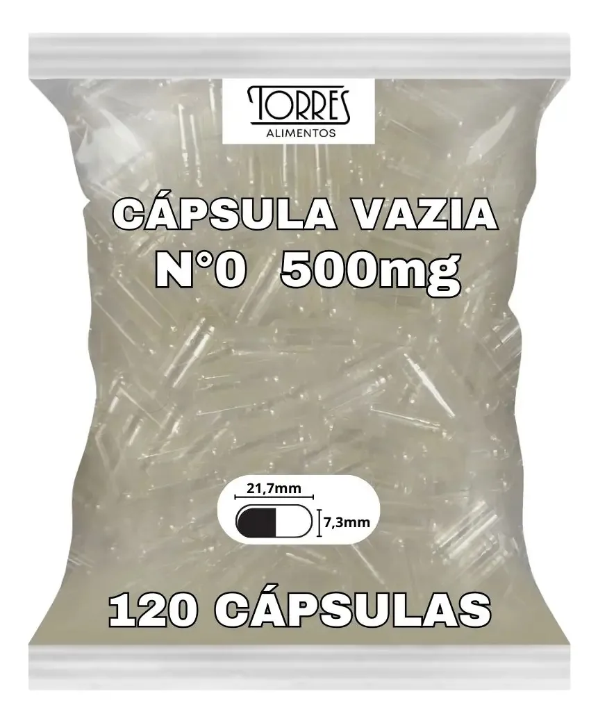 120un Cápsula Vegetal Vazia N°0 500mg Óleos Essenciais Vegan Cor Incolor