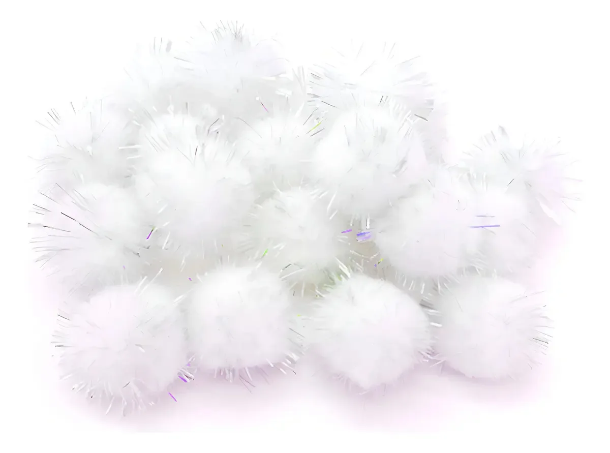 Pompom Com Lurex 1,5cm 100 Unidades - Ro.171081 Cor Branco