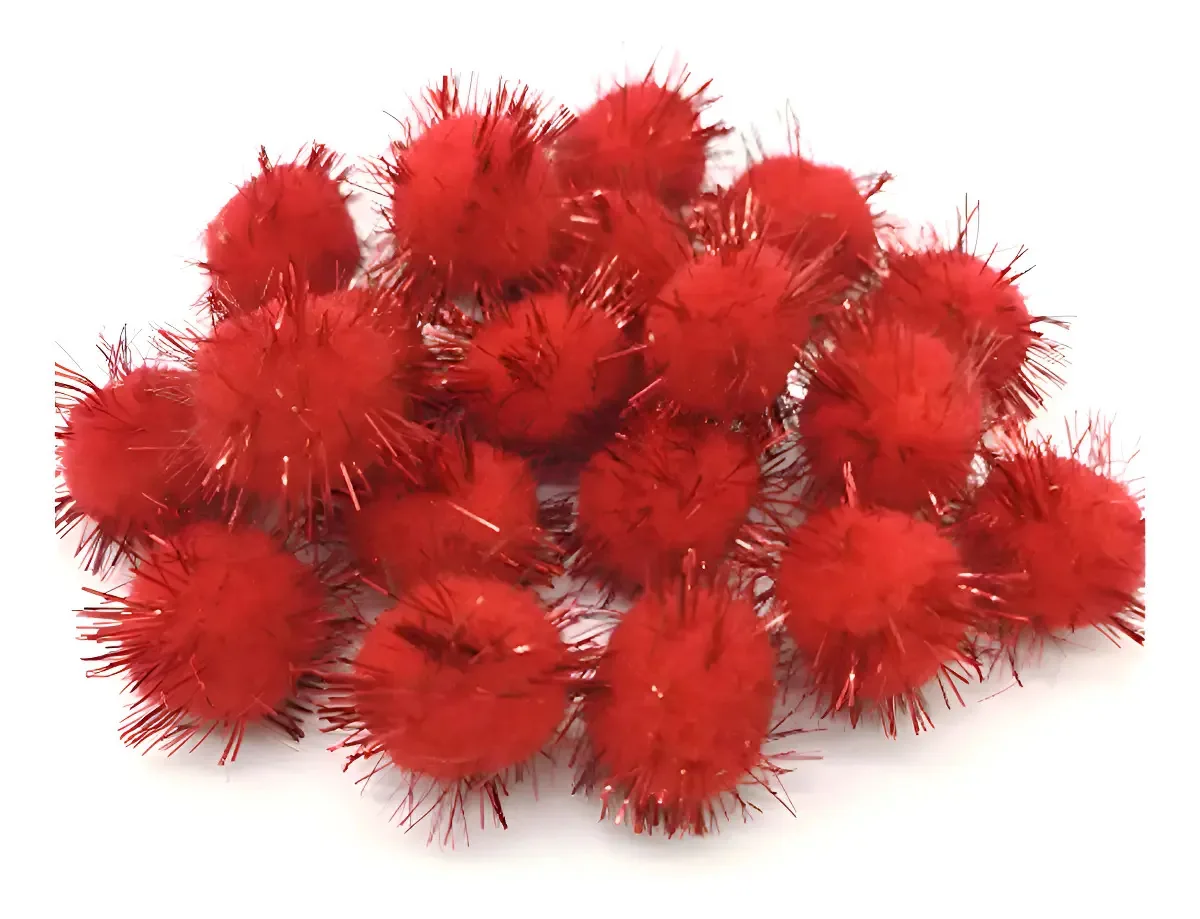 Pompom Com Lurex 1,5cm 100 Unidades - Ro.171081 Cor Vermelho