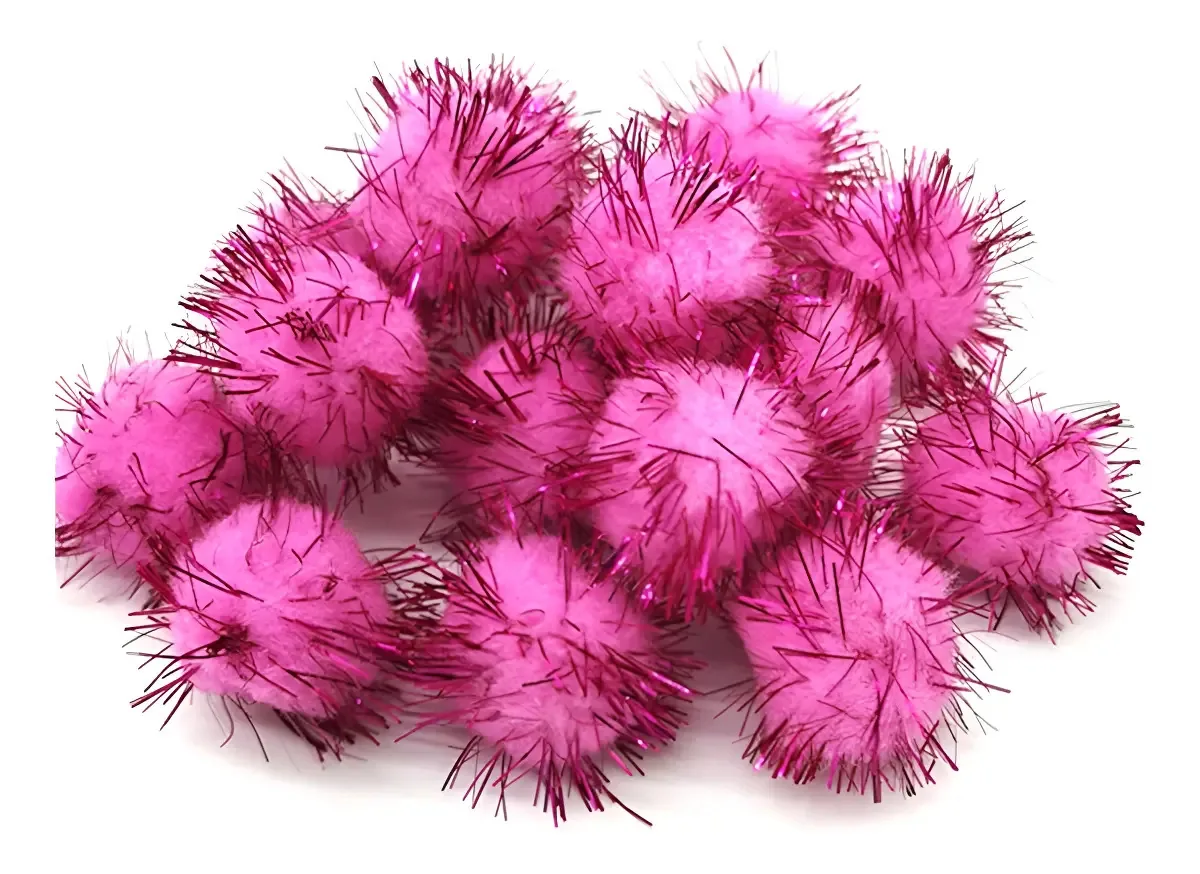 Pompom Com Lurex Tecido Pink Roma Kit 100 Unidades Para Laços e Decorações