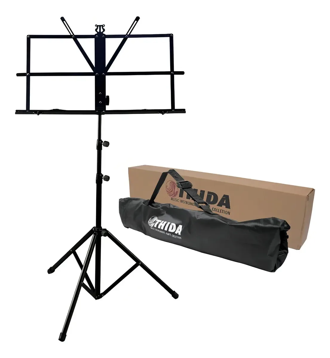 Suporte Partitura Thida Tripé Dobrável Aço Preto TH170 Com Capa