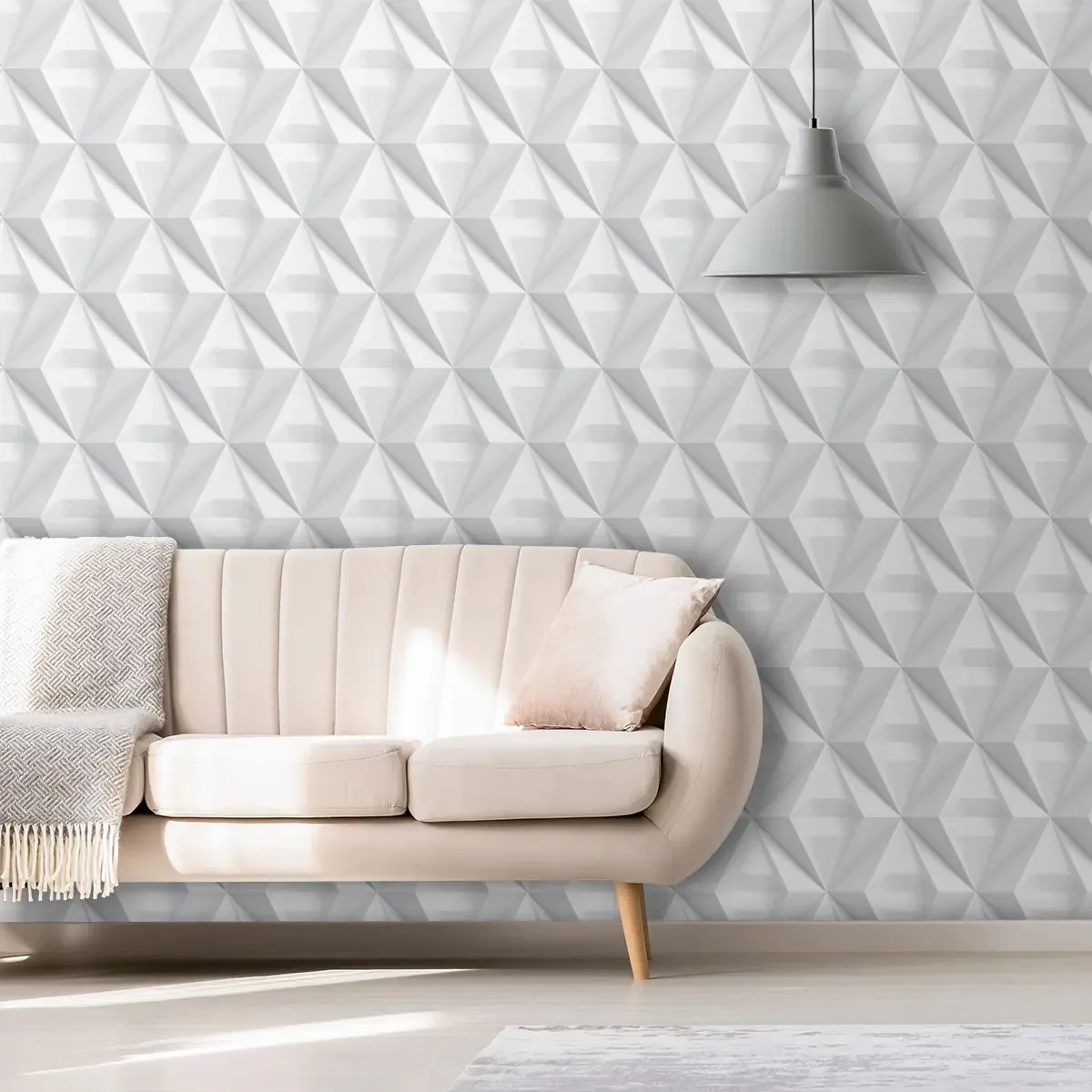 Adesivo Decorativo 3 Metros Papel Parede Geométrico Efeito 3d Cinza Branco Sala Escritório Quarto