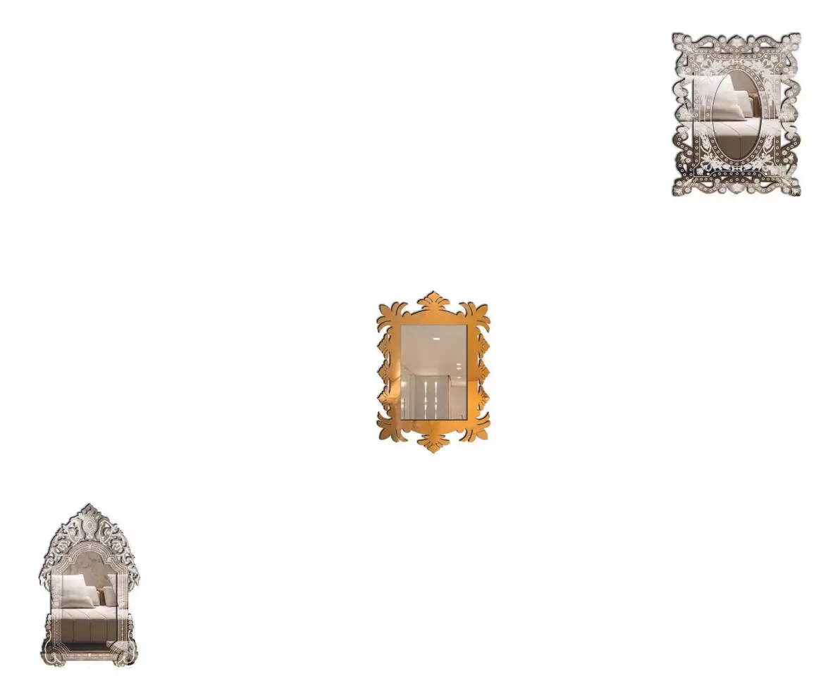 Kit Espelhos Decorativos Ddek Positano 3 Prata 19x32cm
