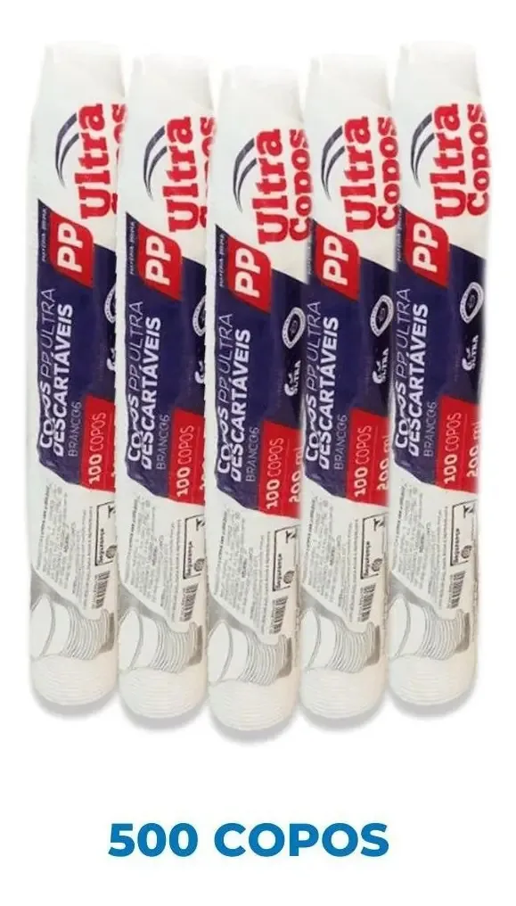 Copos Descartáveis Pp Branco 200ml C/500 Unidades Bebidas