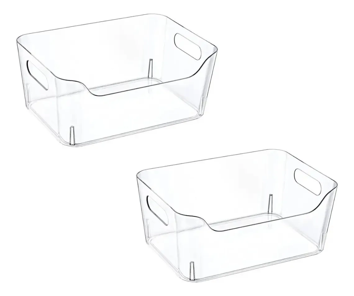 Kit 2 Organizadores Multiuso Acrílico Geladeira Sem Tampa 5l