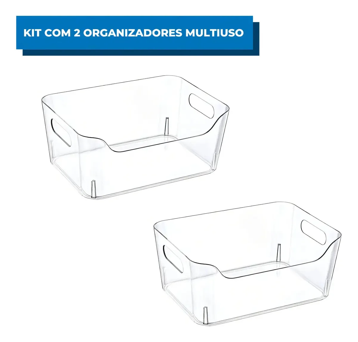 Kit 2 Organizadores Multiuso Acrílico Geladeira Sem Tampa 7l
