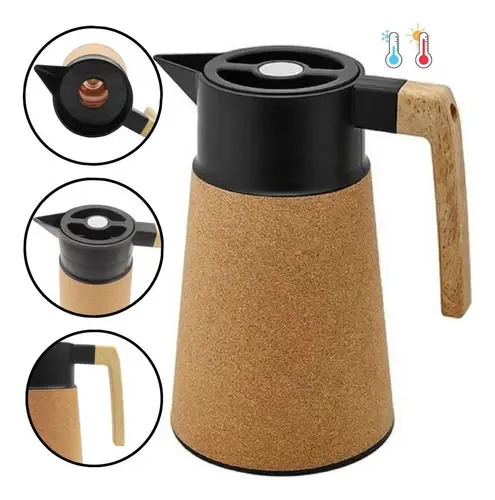 Garrafa Térmica Cortiça Chá E Café Elegante Cor Marrom