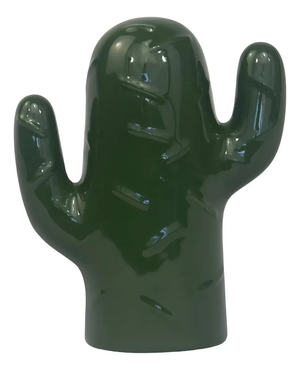 Cofre Cacto Verde Cerâmica 14cm