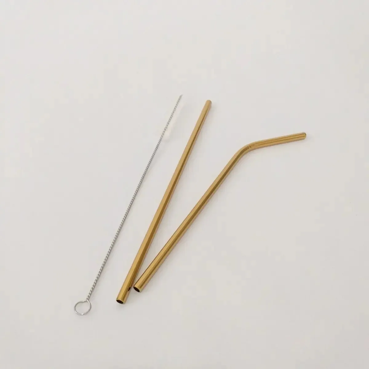 2 Canudos De Metal Reutilizável Lavável Prático Ecológico Cor Dourado