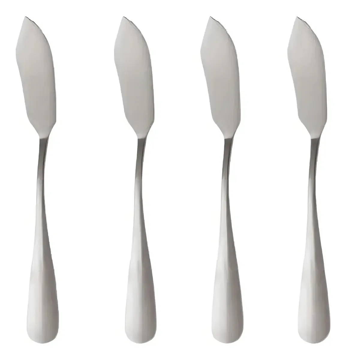 Faca Espátula De Patê Manteiga Talher Inox Prata 04 Peças Cor Prateado