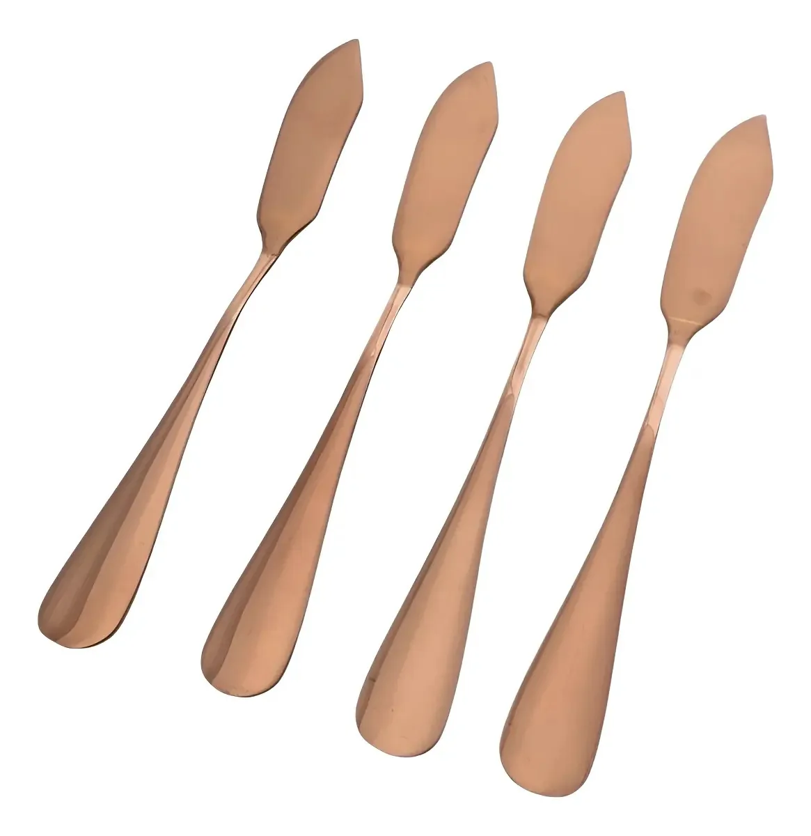 Faca Espátula De Patê Manteiga Talher Inox Dourado 04 Peças Cor Rose Gold