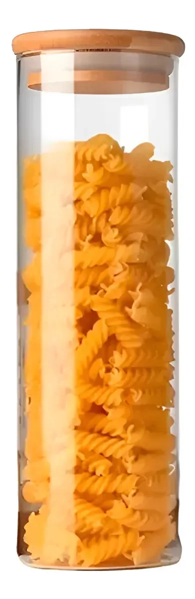 Porta-temperos Vidro Livon 2000ml Tampa Bambu Hermético