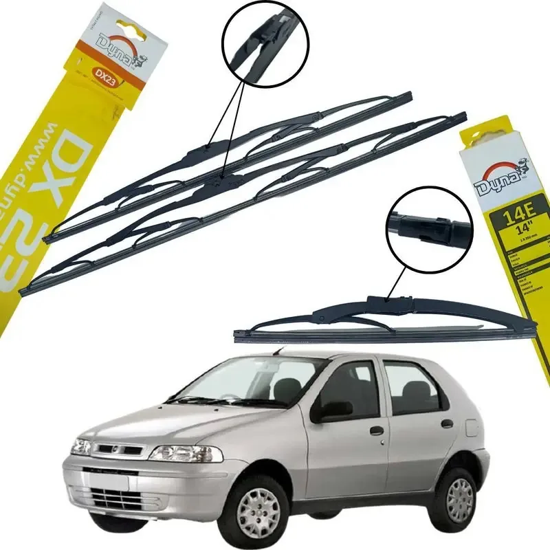 Kit Palheta Limpador Dianteiro Traseiro Dyna Palio 1.0 2003 Preto