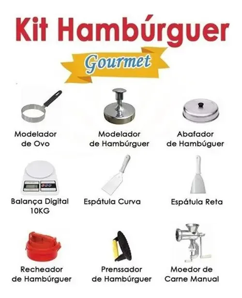 Kit Hambúrguer Gourmet C/13 Itens Modelador Espátula Balança