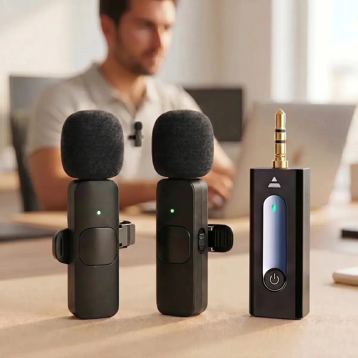 Microfone Lapela Duplo Sem Fio P3 3.5mm Gravação Profissional Voz Nítida Apresentações Entrevistas Vídeos Aulas Conteúdo Digital Redução Ruído Conexão Estável Captação Clara Portátil Brasiliana Tech