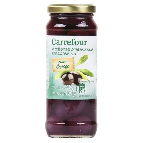 Azeitona Preta Com Caroço Carrefour 200g