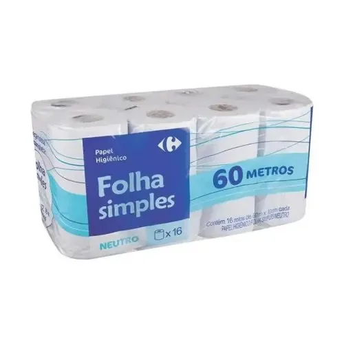 Papel Higiênico Folha Simples 30 Metros Carrefour 16 Unidade