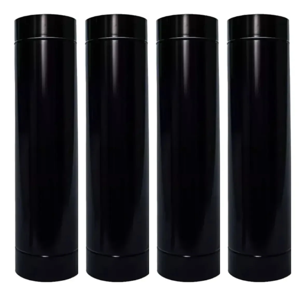Kit 4 Dutos 230mm 1m Galvanizado Preto DSA CALHAS Chaminé Churrasqueira