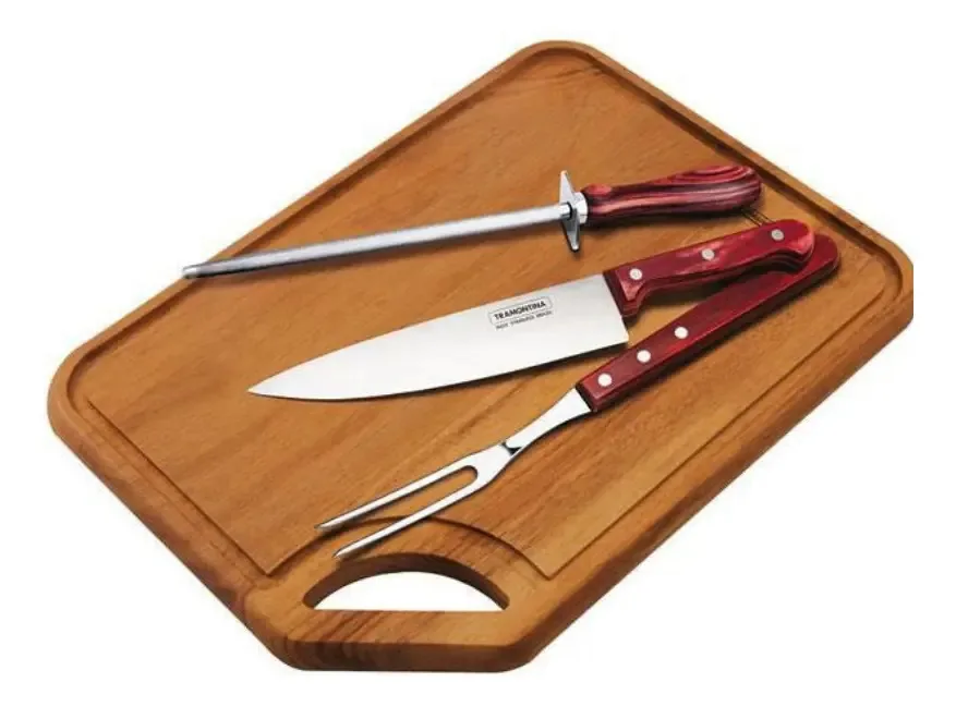 Conjunto Para Churrasco Polywood Com Tábua 4 Peças