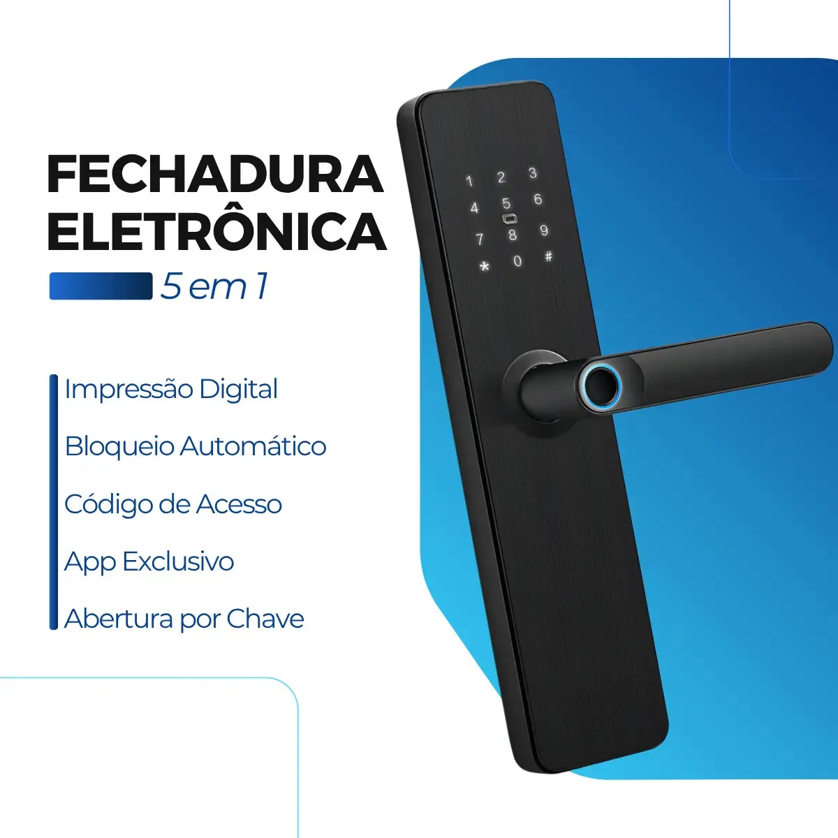 Fechadura Digital Embutir Biometria Senha Cartão Wi-Fi