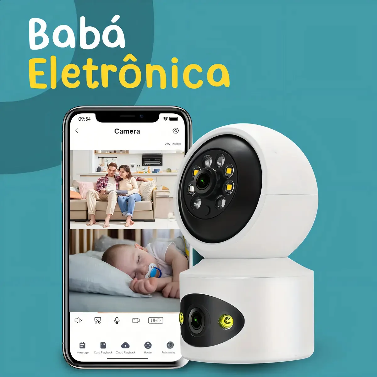 Babá Eletrônica Mini Câmera Wifi Sem Fio Full Hd Visão Noturna Automática Voice Intercom 4x Zooming