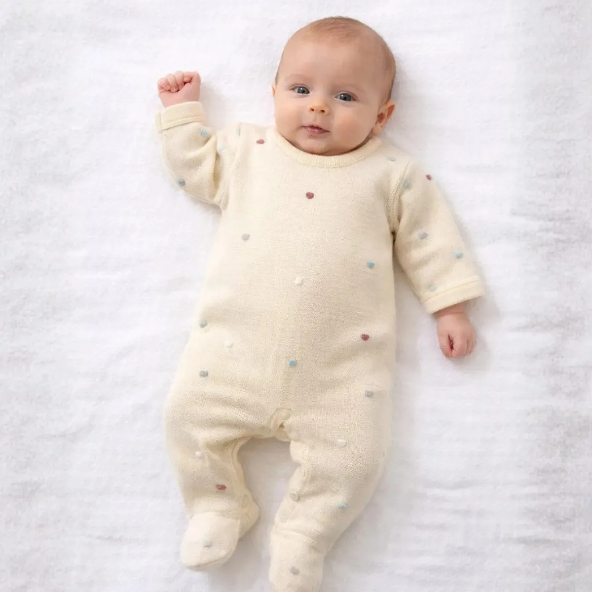 Roupas Bebê Macacão Tricô Infantil Poá Menino Menina Amarelo 0-1 M