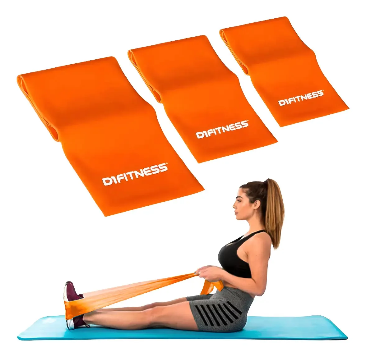 Kit 3 Faixas Elásticas 1,50m Forte Hip Band Treino D1fitness
