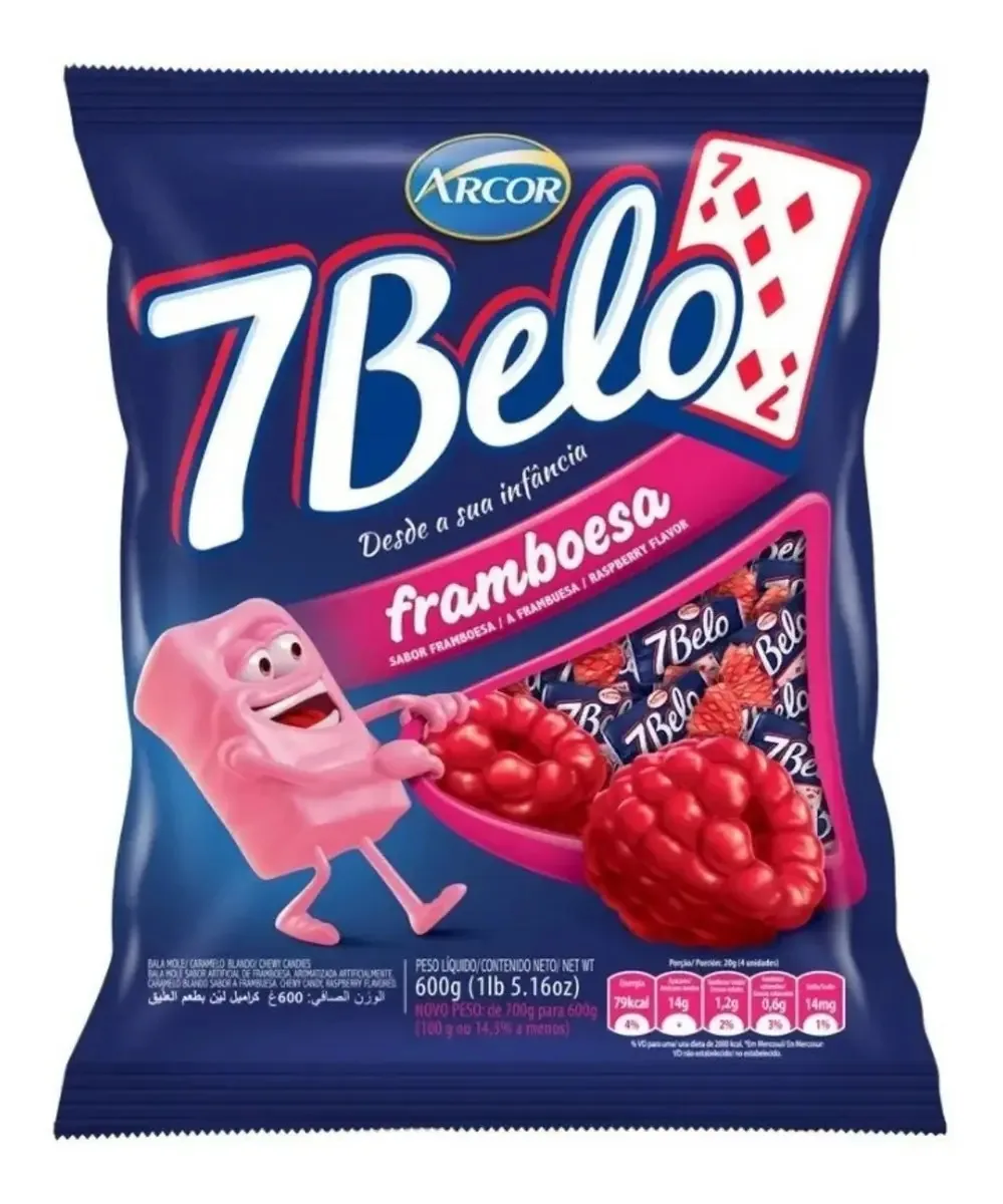 Bala 7 Belo Drageada Framboesa