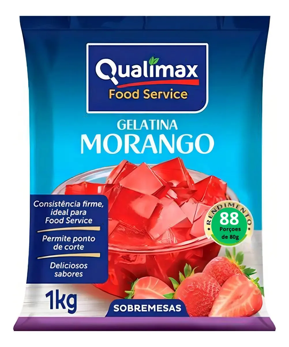 Loja Gelatina Qualimax 1kg Morango