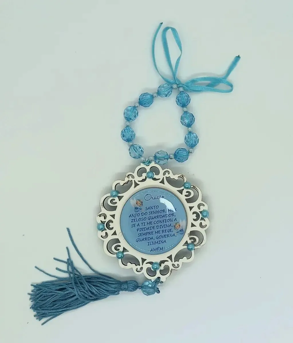 Adorno De Berço Anjo Da Guarda Azul 30cm + Embalagem