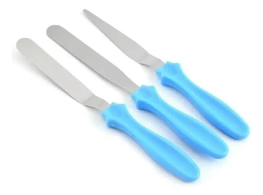 Espátulas Para Confeitar Azul 3 Peças