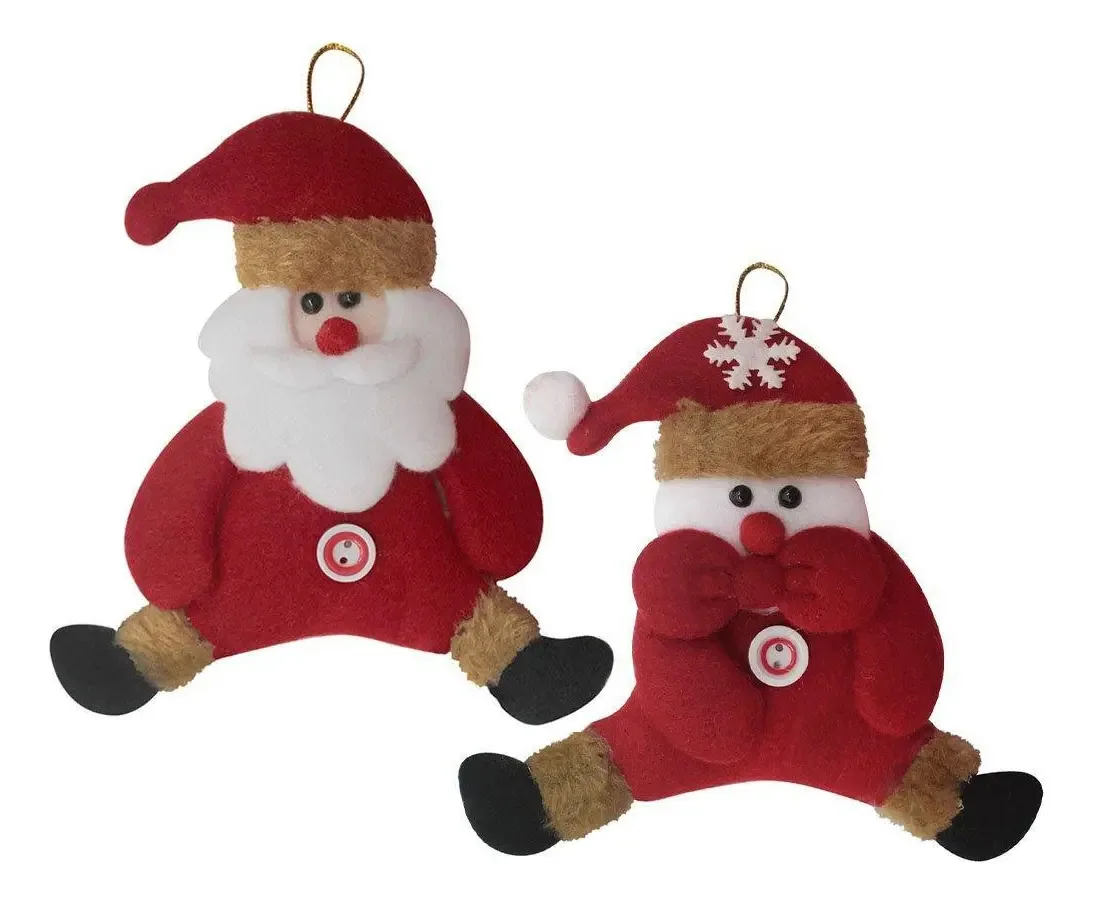 Kit 12 Enfeites Pendentes Para Árvore De Natal Papai Noel E