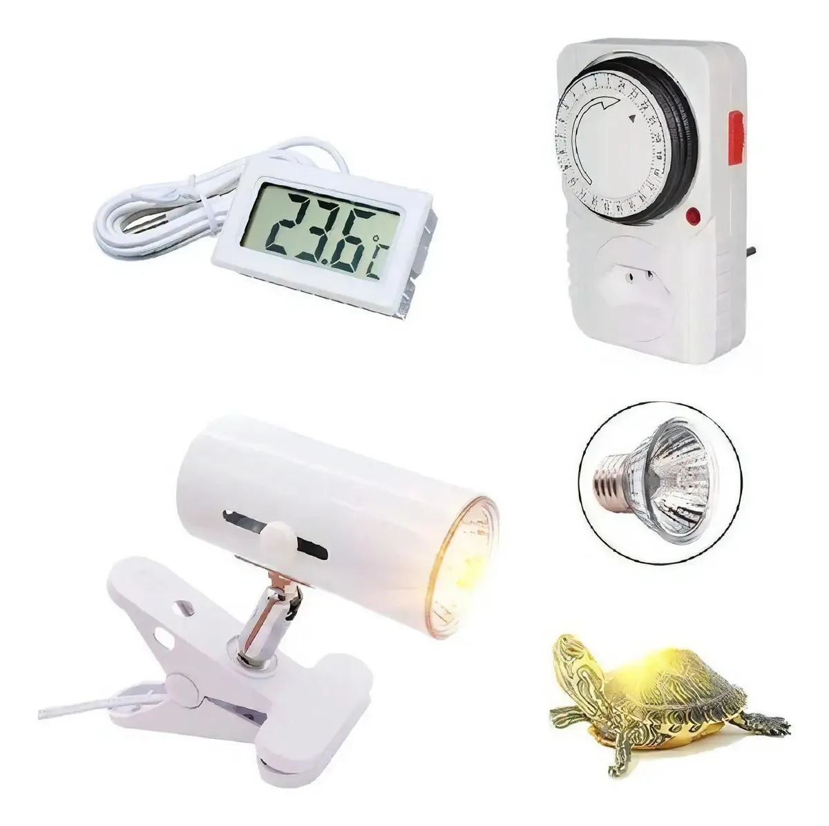 Kit Luminária Cerâmica Lâmpada Uva Uvb 50w Temporizado