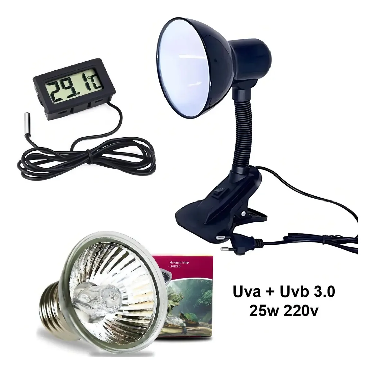 Kit Aquaterrario Luminaria Lampada Uva Uvb 3.0 25w